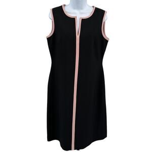 Black Label by Evan Picone Black/Pink Dress WMNS 8 Sheath Sleeveless V-Neck